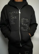 FS Set Midnight Black Rhinestone Sweatsuits