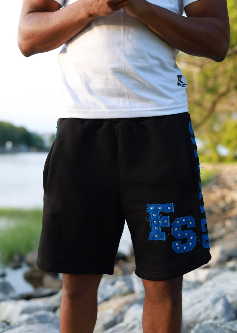 FS Shorts Black & Blue Rhinestone FS Shorts Black & Blue Rhinestone