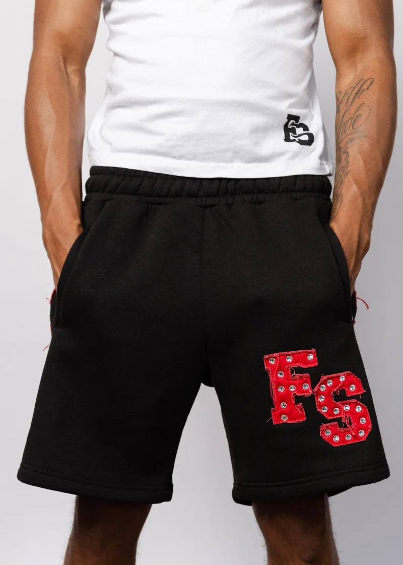 FS Shorts Black & Red Rhinestone FS Shorts Black & Red Rhinestone